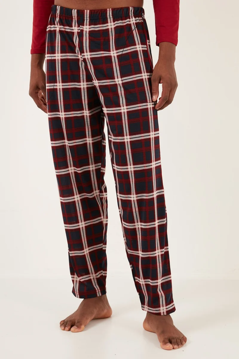 Buratti Plaid Cotton Regular Fit Long Sleeve Pajama Set Men's Pajama Set 60961005