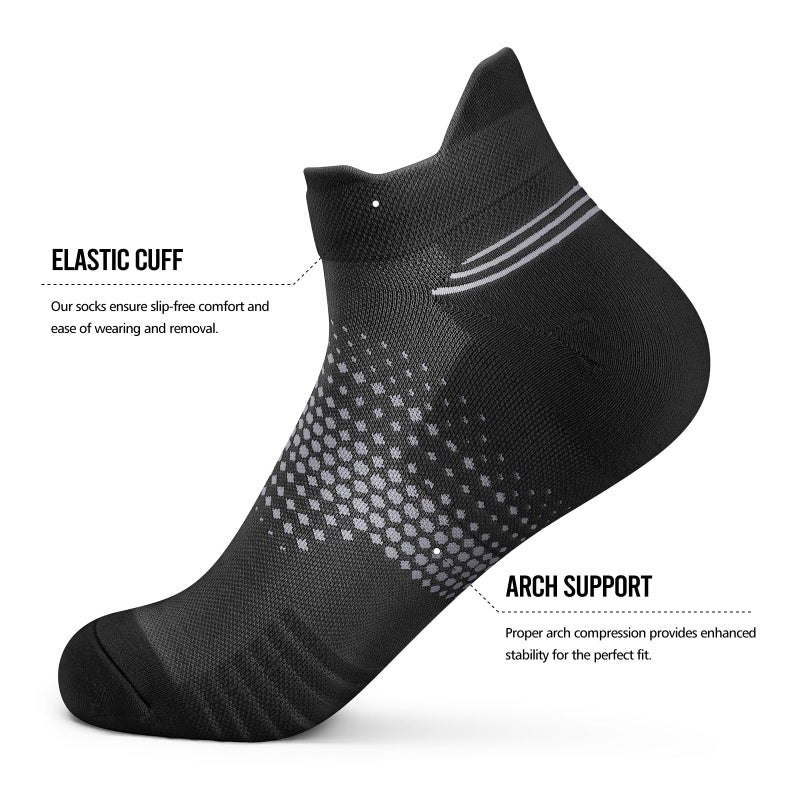 PAPLUS 6 Pairs Ankle Compression Socks for Women, Running Socks with Heel Tab, Cushioned Low Cut Athletic Socks - Image 5