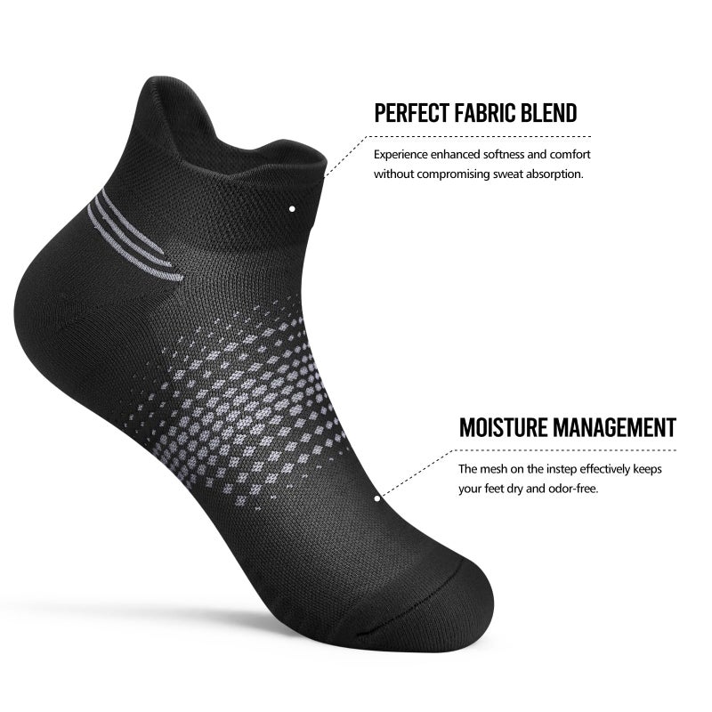 PAPLUS 6 Pairs Ankle Compression Socks for Women, Running Socks with Heel Tab, Cushioned Low Cut Athletic Socks - Image 4