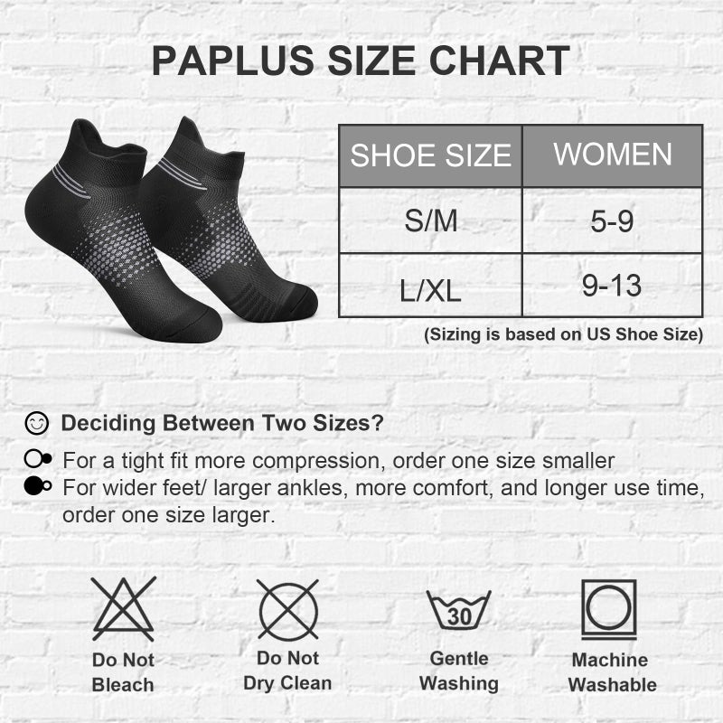 PAPLUS 6 Pairs Ankle Compression Socks for Women, Running Socks with Heel Tab, Cushioned Low Cut Athletic Socks - Image 3