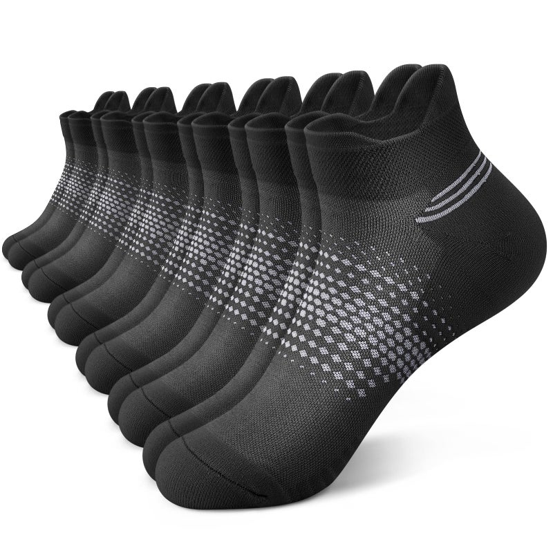 PAPLUS 6 Pairs Ankle Compression Socks for Women, Running Socks with Heel Tab, Cushioned Low Cut Athletic Socks - Image 1