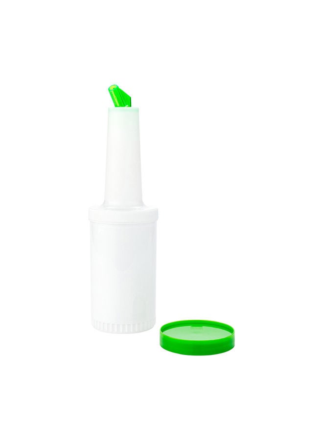 Restaurantware 1 qt Plastic Quick Pour Storage Container Bottle - with Green Spout and Lid - Bar Storage Bottle - 3 1/2" x 3 1/2" x 13" - 1ct Box - Bar Lux - Image 4