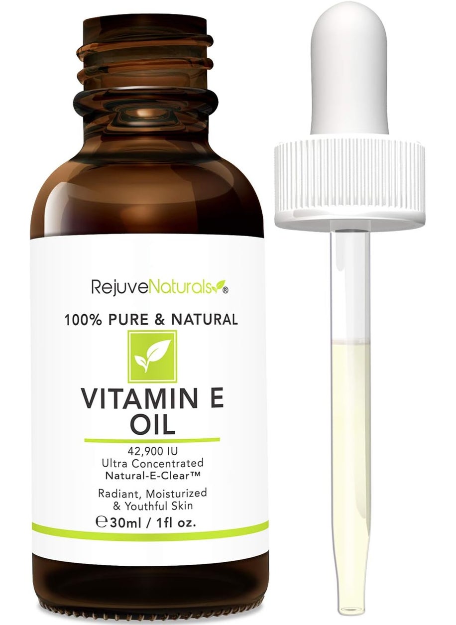 RejuveNaturals Vitamin E Oil  100 Pure  Natural 42900 IU Repair Dry Damaged Skin from Surgery  Acne Age Spots  Wrinkles Boost Collagen for Moisturized Youthfullooking Skin dalpha tocopherol 