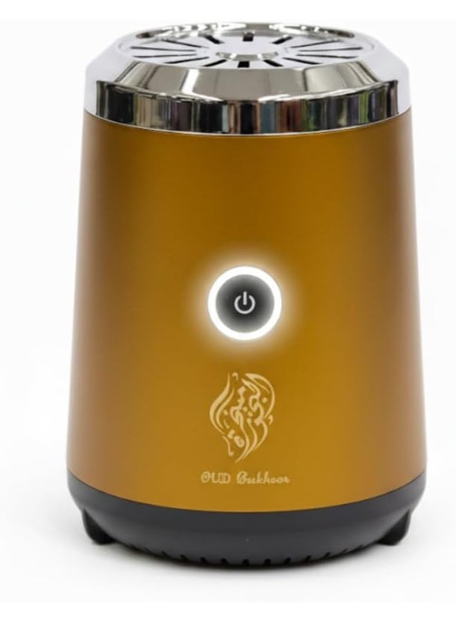 إلترازون Portable Mini Incense Burner | Rechargeable USB Electric Bakhoor & Oud Diffuser | Arabic Mubkhar Incense Holder for Home, Office, Car & Travel Aromatherapy – Golden - Image 4