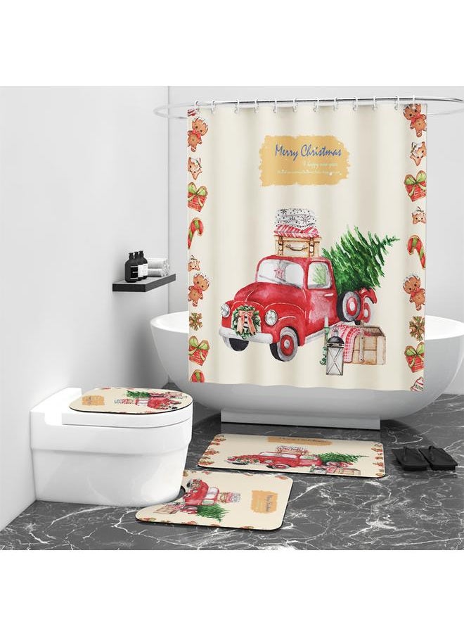 Bluejw - Yongyou Original Flower Shower Curtain Four-Piece Digital Printed Home Bathroom Curtain  Drawing Can Be Set - Image 1