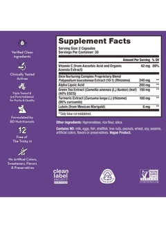 HUM Turn Back Time - Supplement for Youthful Skin with Tumeric, Green Tea Polyphenols & Lutein - Skin Anti Aging Capsules for Even Tone (60-Count)  - Image 2