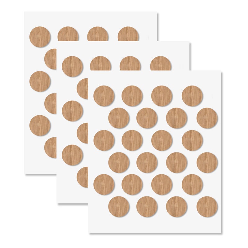 UNMAR Oak Self-Adhesive Screw Hole Stickers - 72 Pcs. 0.79 Inch / 20 Mm Peel Stick Dust Proof Tape, Water Resistance Pvc Caps For Wood Cabinets, Furniture, Drawer, Wardrobe, Kitchen, Table - Image 1
