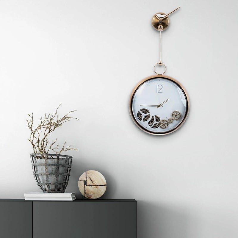 MAPPLE CREATION ساعة حائط مابل كريشن بتروس متحركة لغرفة المعيشة ساعة حائط بلاستيكية حديثة بتصميم صناعي ستيمبانك 27 بوصة - Image 4