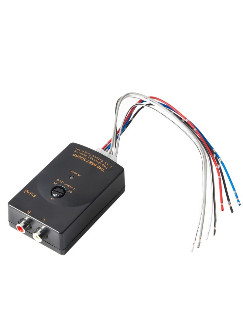 SYOSI Car Stereo Hight to Low Converter, 2 Channel Line Output Convertor with Remote Turn On RCA Car Line Converter Output Adapter - Black - Image 1