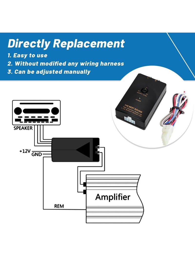 SYOSI Car Stereo Hight to Low Converter, 2 Channel Line Output Convertor with Remote Turn On RCA Car Line Converter Output Adapter - Black - Image 4