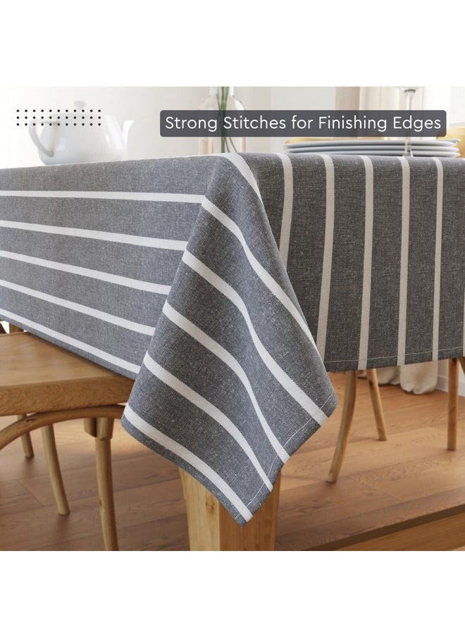 Encasa XO Cotton Rectangular Table Cloth For 6 Ft | (140X180 Cm) | Roma Grey Stripes | Dining Tablecloth For Decoration - pzsku/ZC5BB48AFA5891F9F7FE2Z/45/_/1738306158/ba6ac538-8a70-4750-9f0b-94f350403bf8