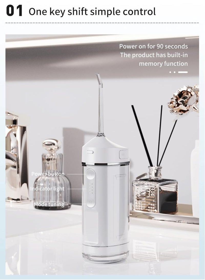 Aookay Cordless Water Flosser Mini Portable Oral Irrigator Telescopic Water Tank 4 Modes 4 Nozzles Unique Light IPX7 Waterproof Water Pick for Teeth Gums Braces Dental Care for Home Travel (White)  - Image 3
