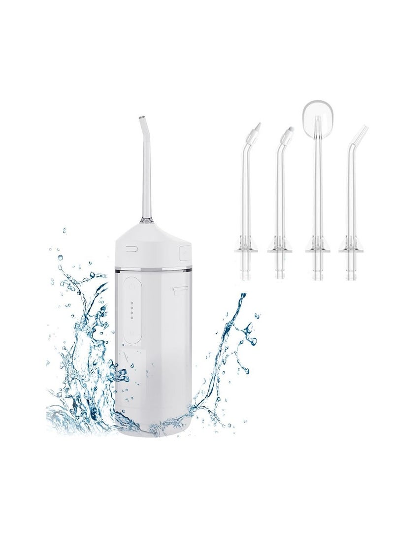 Aookay Cordless Water Flosser Mini Portable Oral Irrigator Telescopic Water Tank 4 Modes 4 Nozzles Unique Light IPX7 Waterproof Water Pick for Teeth Gums Braces Dental Care for Home Travel (White)  - Image 1
