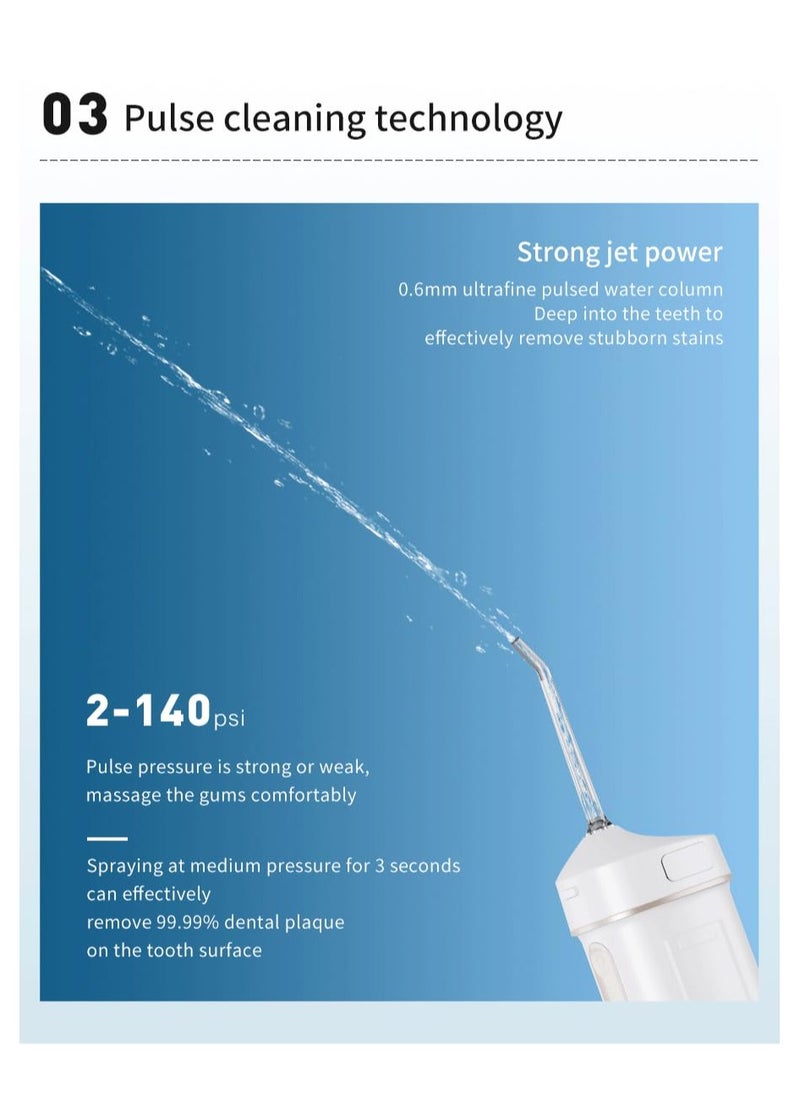 Aookay Cordless Water Flosser Mini Portable Oral Irrigator Telescopic Water Tank 4 Modes 4 Nozzles Unique Light IPX7 Waterproof Water Pick for Teeth Gums Braces Dental Care for Home Travel (White)  - Image 5