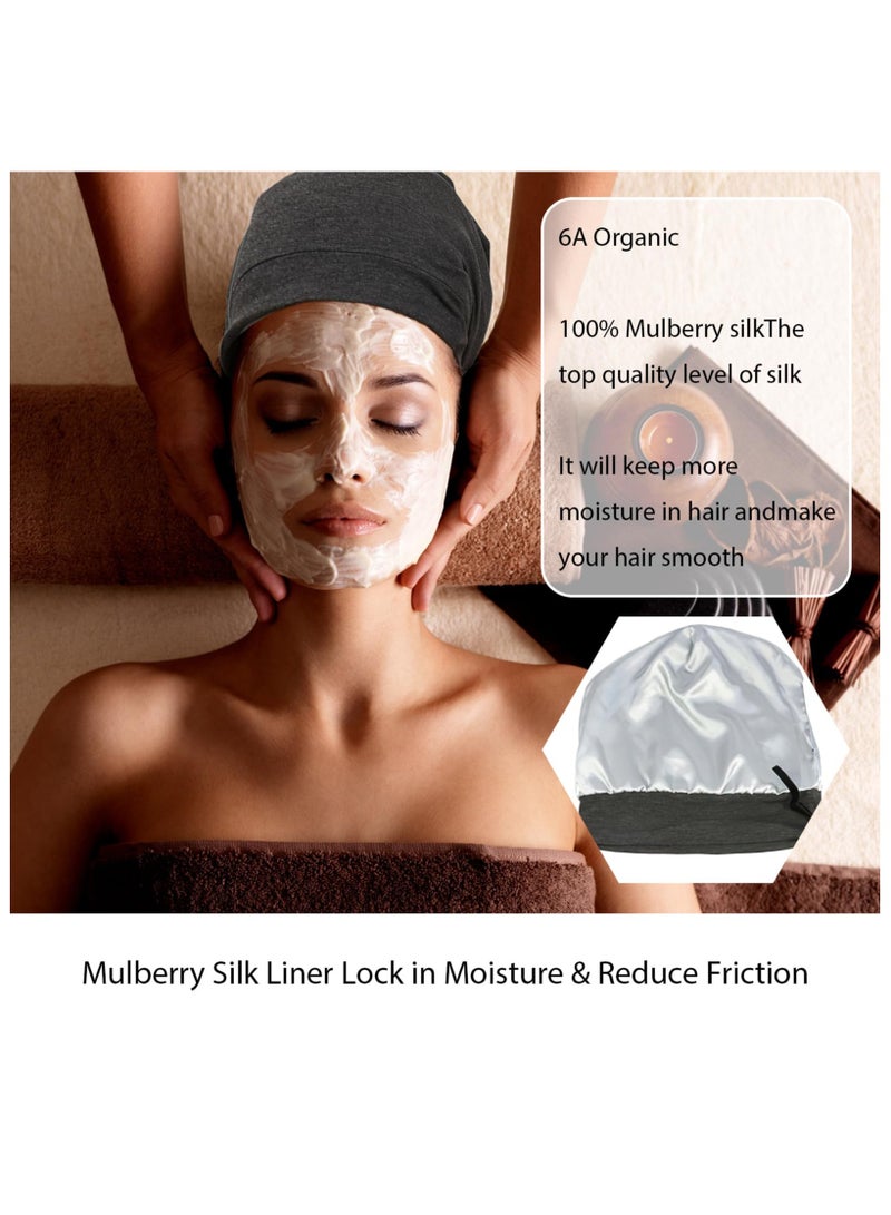 SYOSI Sleep Cap for Hair Care Hair Bonnet for Sleeping Silk Sleep Cap with Wide Elastic Band Night Cap Silk Bonnet Sleep Cap for Curly Hair Silk Hair Wrap for Sleeping Women Hair Care Frizz-Free - Image 5