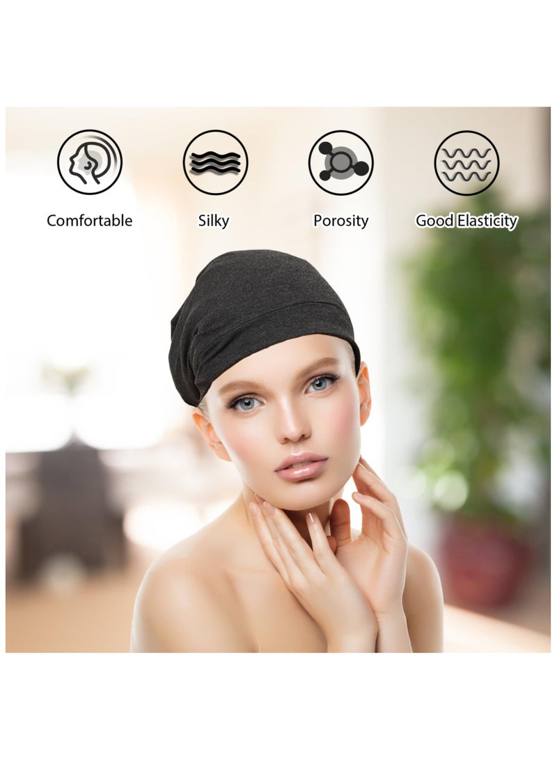 SYOSI Sleep Cap for Hair Care Hair Bonnet for Sleeping Silk Sleep Cap with Wide Elastic Band Night Cap Silk Bonnet Sleep Cap for Curly Hair Silk Hair Wrap for Sleeping Women Hair Care Frizz-Free - Image 4