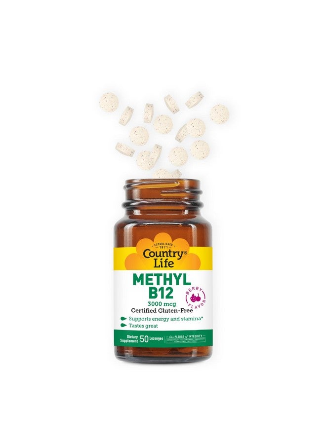 Country Life Methyl B-12 3000 mcg Lozenges, Vegan, Methylcobalamin for Energy and, Easily Absorbed, B12 Vitamin, Supports Energy Levels, Stamina & Metabolism, 50 Count - Image 3