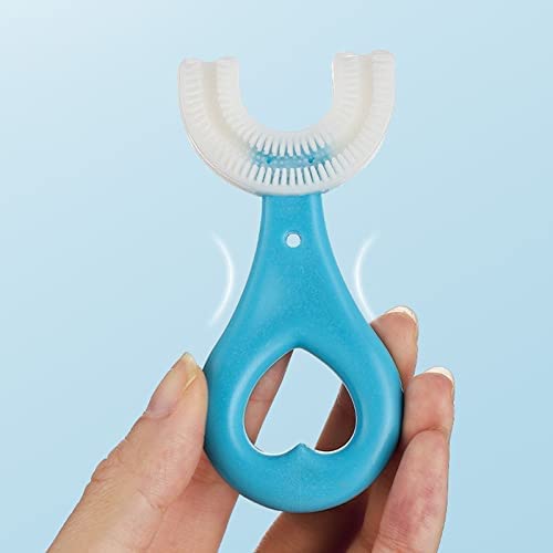 NIVEDITA Silicone Tooth Brush Head 360 Degree Cleansing U Shaped Toothbrush with Elephant Shape Sharpener for Kids baby (Blue) - Image 3