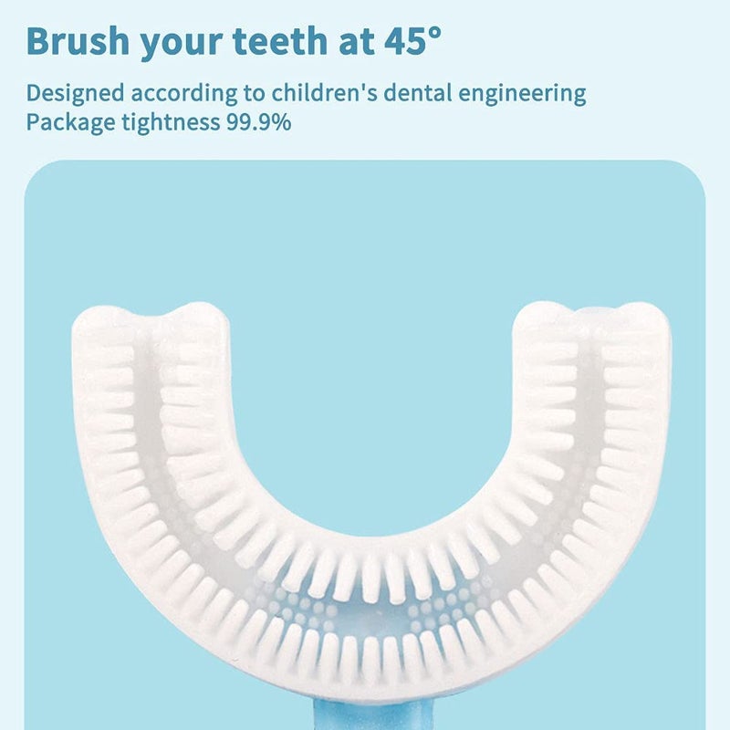 NIVEDITA Silicone Tooth Brush Head 360 Degree Cleansing U Shaped Toothbrush with Elephant Shape Sharpener for Kids baby (Blue) - Image 4