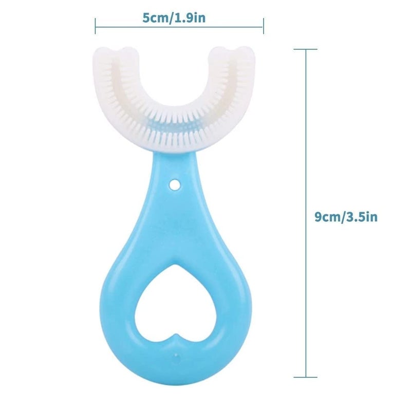 NIVEDITA Silicone Tooth Brush Head 360 Degree Cleansing U Shaped Toothbrush with Elephant Shape Sharpener for Kids baby (Blue) - Image 2