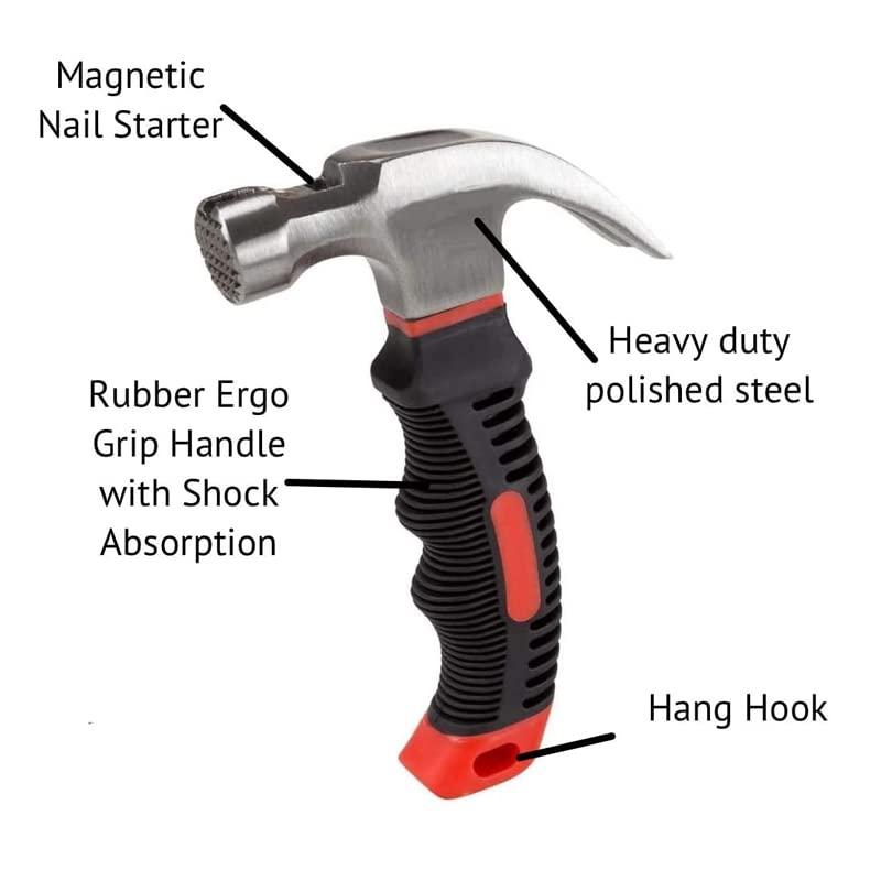 DOOMSDAY Mini Portable Claw Hammer Carpentry Iron Hammers Household Multipurpose Hammer Hardware Tool Car Safety Glass Escape Hammer With Rubber Handle Small And Lightweight Tool For Iron Nails - Image 4