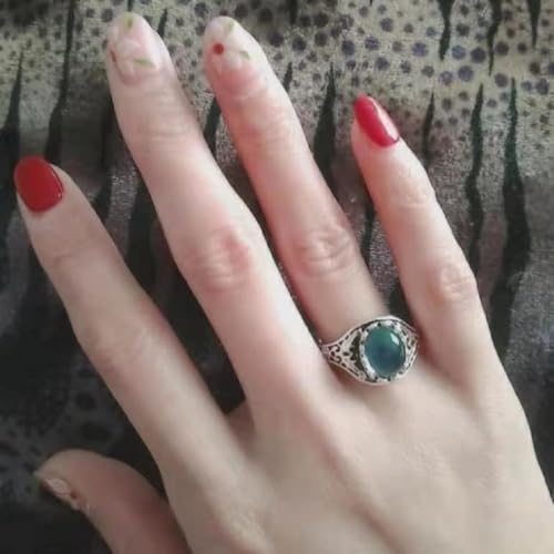 Mnyixsi Fashion Moon Stone Ring Mixed Color Changing Mood Rings for Halloween Costume Props Birthday Party Favors Handmade Dainty Silver Gemstone Ring Cute Mood Lucky Jewelry for Women Size 8 - Image 2