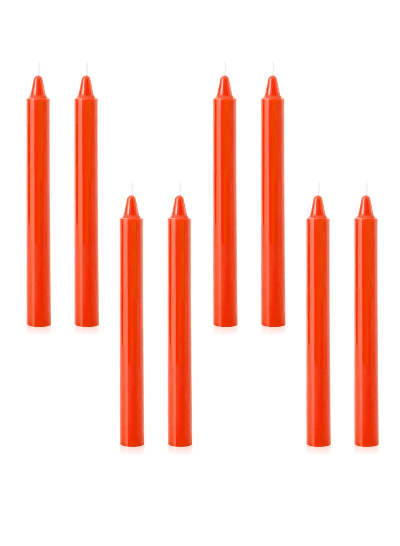 8 Pcs Orange Taper Candles - 8.6 Inch 22cm 0.86 Inch 2.2cm Diameter Unscented Smokeless Dripless Decorative Candlesticks for Home Wedding Party Ramadan Nowruz Centerpiece - Image 1