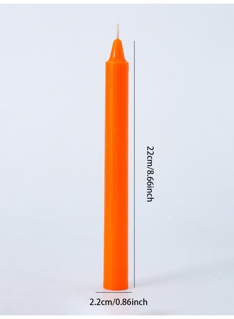 8 Pcs Orange Taper Candles - 8.6 Inch 22cm 0.86 Inch 2.2cm Diameter Unscented Smokeless Dripless Decorative Candlesticks for Home Wedding Party Ramadan Nowruz Centerpiece - Image 3