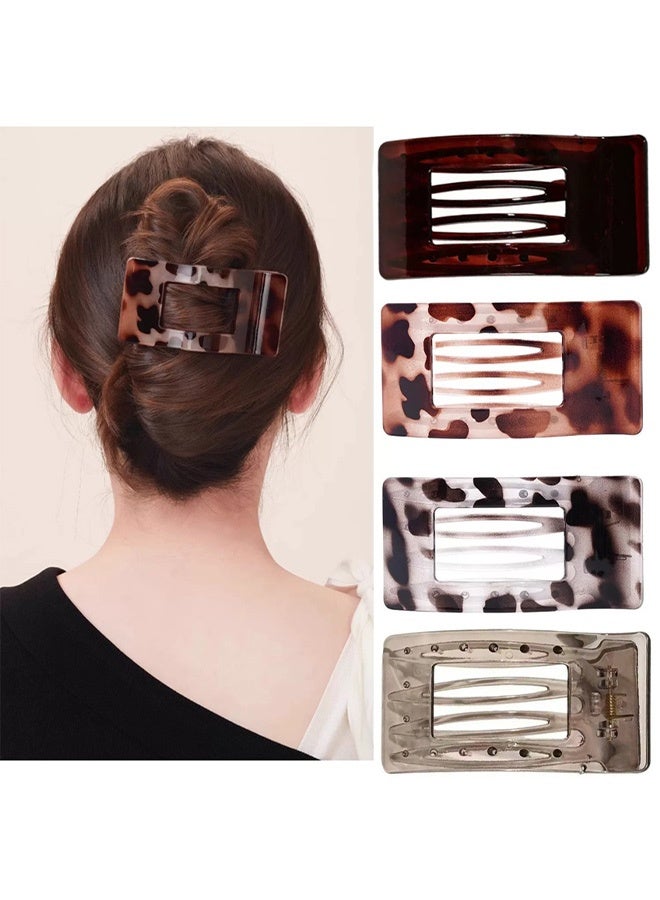 Flat Hair Clips for Women Girls, Matte Lay Flat Claw Clips, Strong Hold Large Side Hair Clip All Hair Types, French Duck Billed Hair Jaw Claw Clip, Non Slip Grip for Daily Styling Tortoise - Image 1