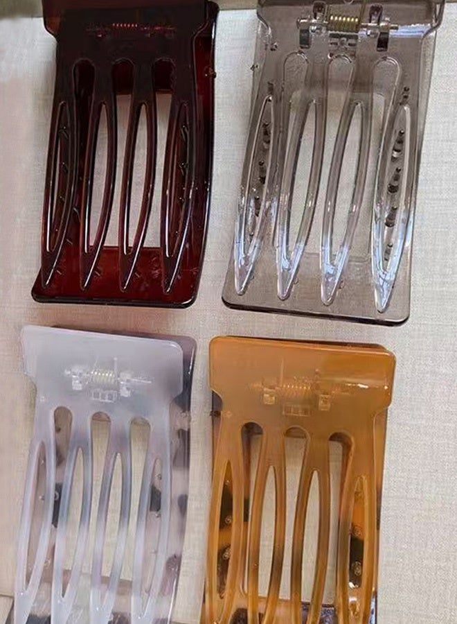 Flat Hair Clips for Women Girls, Matte Lay Flat Claw Clips, Strong Hold Large Side Hair Clip All Hair Types, French Duck Billed Hair Jaw Claw Clip, Non Slip Grip for Daily Styling Tortoise - Image 3