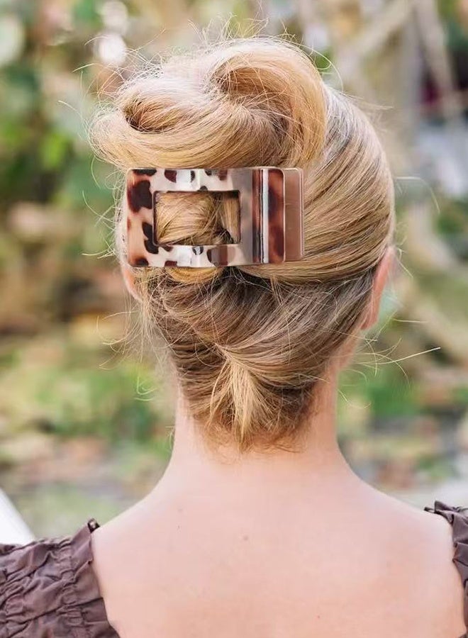 Flat Hair Clips for Women Girls, Matte Lay Flat Claw Clips, Strong Hold Large Side Hair Clip All Hair Types, French Duck Billed Hair Jaw Claw Clip, Non Slip Grip for Daily Styling Tortoise - Image 5