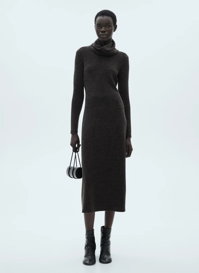 مانجو Knitted Turtleneck Dress