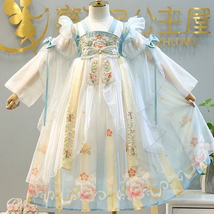 Girl's Hanfu Dress Spring Summer Chinese Style Long Sleeve - Image 3