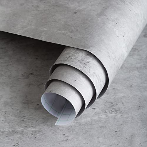 3yecao 16"×118" Light Grey Concrete Wallpaper Peel and Stick 3D Faux Extra Thick Grey Concrete Cement Contact Paper Vinyl Matte Texture Industrial Adhesive Gray Wallpaper for Kitchen Bedroom Bathroom - Image 1