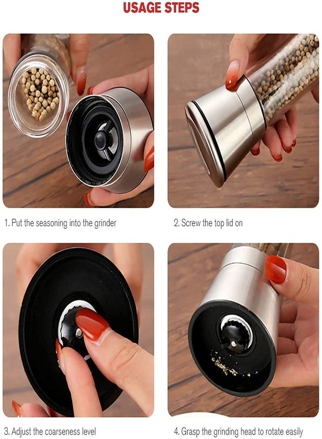 tgopit Stainless Steel Salt Grinder or Pepper Grinder - Refillable Salt & Pepper Mills Set Salt and Pepper Shakers with Adjustable Coarseness, Salt and Pepper Mill Salt & Pepper Shakers (Set of 1) - Image 5