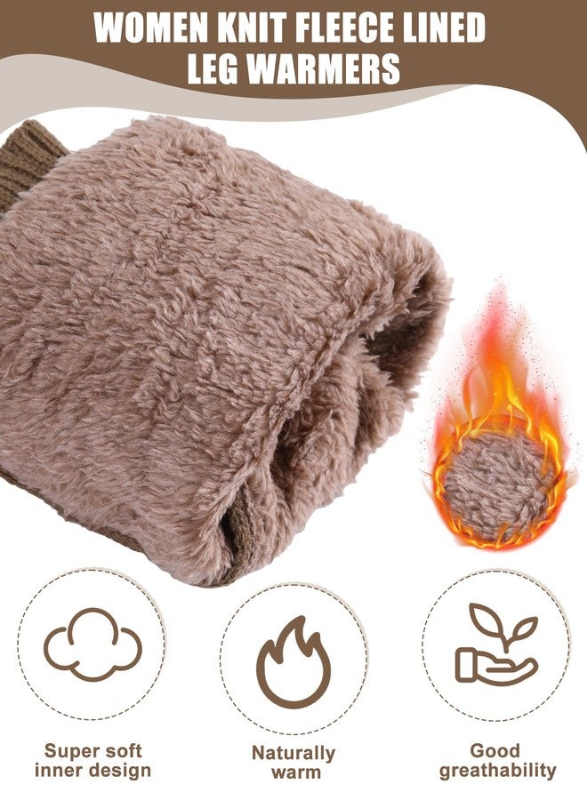 Chuarry 3 Pairs Winter Fleece Lined Leg Warmer for Women Skating Leg Warmer Long Boot Socks for Women Skating Every Day Wear, White, Black,khaki, One size - Image 2