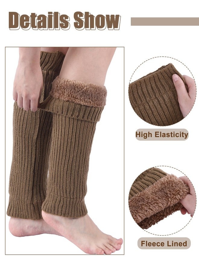 Chuarry 3 Pairs Winter Fleece Lined Leg Warmer for Women Skating Leg Warmer Long Boot Socks for Women Skating Every Day Wear, White, Black,khaki, One size - Image 3