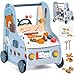 Giant bean Wooden Baby Push Walker with Activity Center Car Traffic Theme Tool Bench Shape Sorter Steering Wheel Gears Montessori Toy for Toddler 13 Walking Toy Speed Adjustable - Image 2