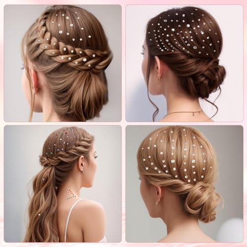 TecoKart® Rhinestone Stickers Set – Shiny Gem & Pearl Stickers for Hair Decoration, Face Glitter & Nail, Sparkly Stone Stickers for Craft, DIY Makeup & Party Look - Image 5