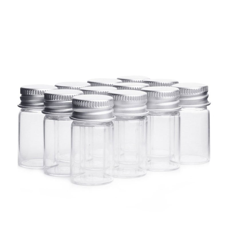 lasenersm 10Pcs7ML Empty Sample Glass Bottles Jars Vials Case Container with Screw CapsTransparent