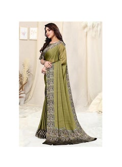 Accessorize Kingdom Women's Plain Weave Chiffon Geometric Printed Saree with Blouse Piece  - Image 4