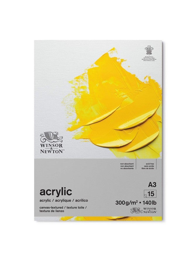 WINSOR & NEWTON Acrylic Paper - Canvas Texture 300 Gsm - A3 (29.7 Cm X 42 Cm Or 12'' X 17'') Natural White Short Side Glued Pad Of 15 Sheets - Image 1