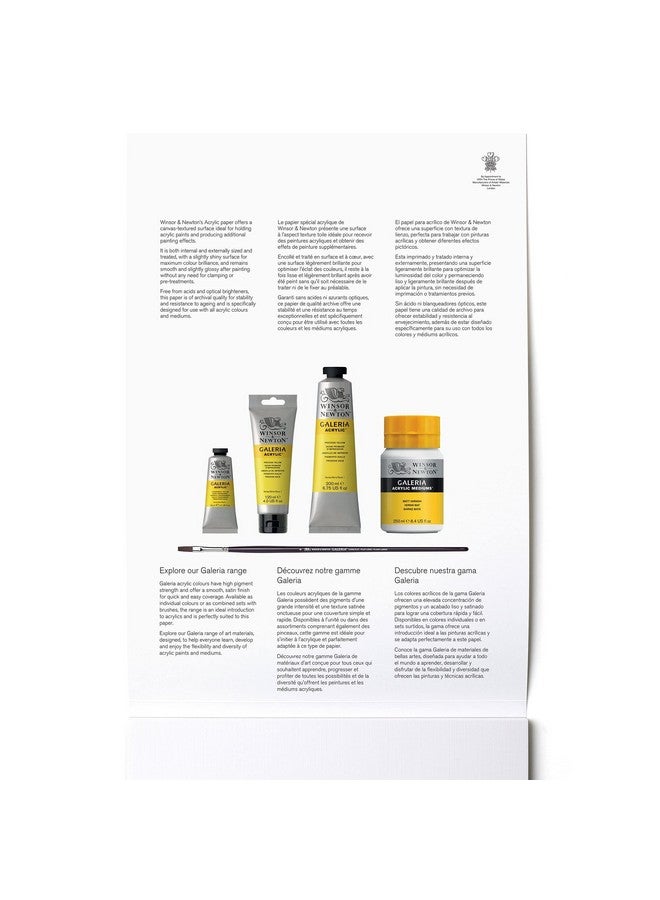 WINSOR & NEWTON Acrylic Paper - Canvas Texture 300 Gsm - A3 (29.7 Cm X 42 Cm Or 12'' X 17'') Natural White Short Side Glued Pad Of 15 Sheets - Image 2