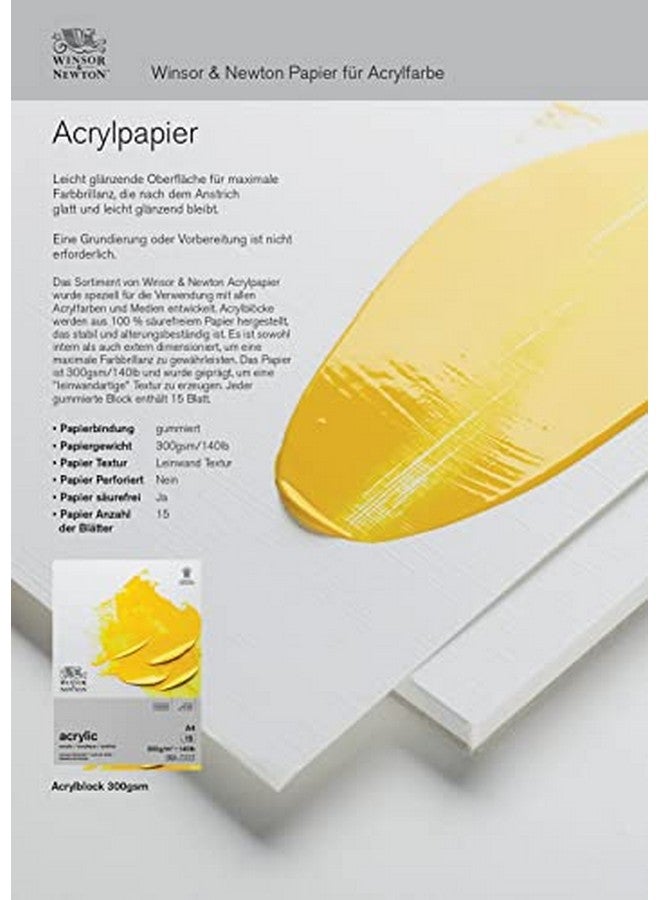 WINSOR & NEWTON Acrylic Paper - Canvas Texture 300 Gsm - A3 (29.7 Cm X 42 Cm Or 12'' X 17'') Natural White Short Side Glued Pad Of 15 Sheets - Image 5