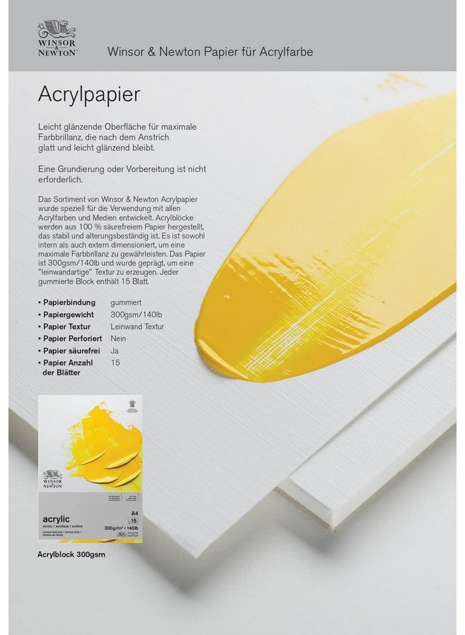 WINSOR & NEWTON Acrylic Paper - Canvas Texture 300 Gsm - A3 (29.7 Cm X 42 Cm Or 12'' X 17'') Natural White Short Side Glued Pad Of 15 Sheets - Image 4