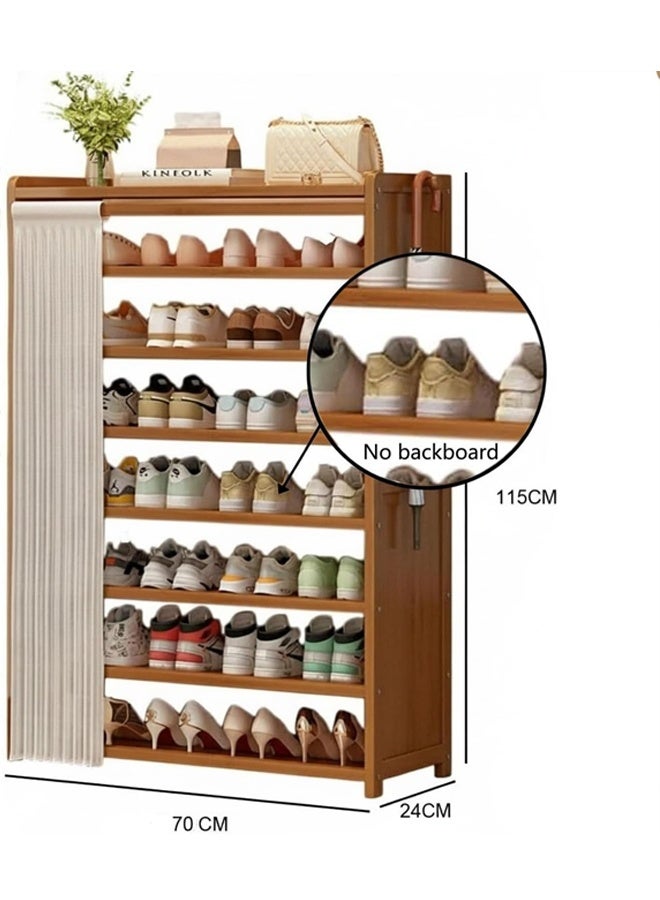 Beauenty Shoe Rack,Shoe Cabinet,Bamboo Shoe Cabinet,Modern Narrow Organizer for Hallway, Bedroom, and Entryway.Equipped with Dust Curtain|No backboard - Image 2