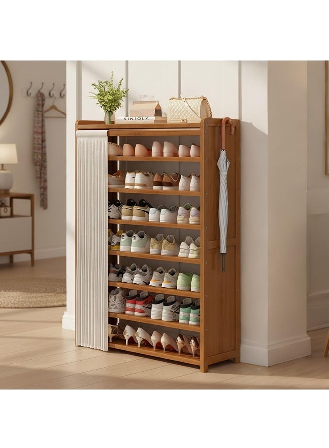 Beauenty Shoe Rack,Shoe Cabinet,Bamboo Shoe Cabinet,Modern Narrow Organizer for Hallway, Bedroom, and Entryway.Equipped with Dust Curtain|No backboard - Image 1