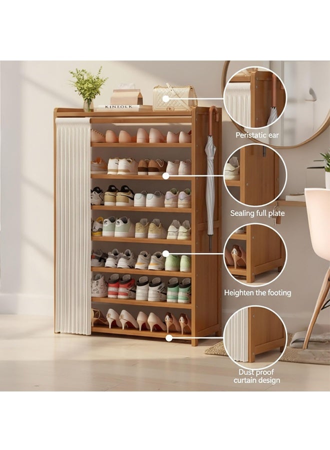 Beauenty Shoe Rack,Shoe Cabinet,Bamboo Shoe Cabinet,Modern Narrow Organizer for Hallway, Bedroom, and Entryway.Equipped with Dust Curtain|No backboard - Image 3