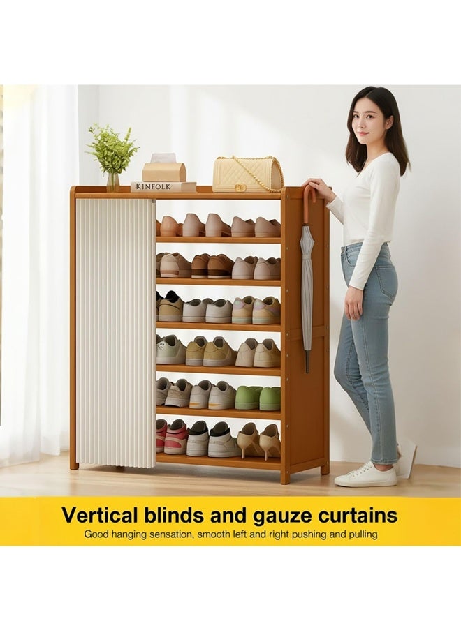 Beauenty Shoe Rack,Shoe Cabinet,Bamboo Shoe Cabinet,Modern Narrow Organizer for Hallway, Bedroom, and Entryway.Equipped with Dust Curtain|No backboard - Image 4