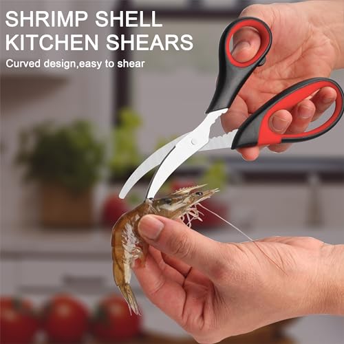 SLEMOON Heavy Duty Poultry Shears Kitchen Salad Scissors for Chicken Turkey Meat Herb Vegetable 2pcs set Burgundy - Image 4